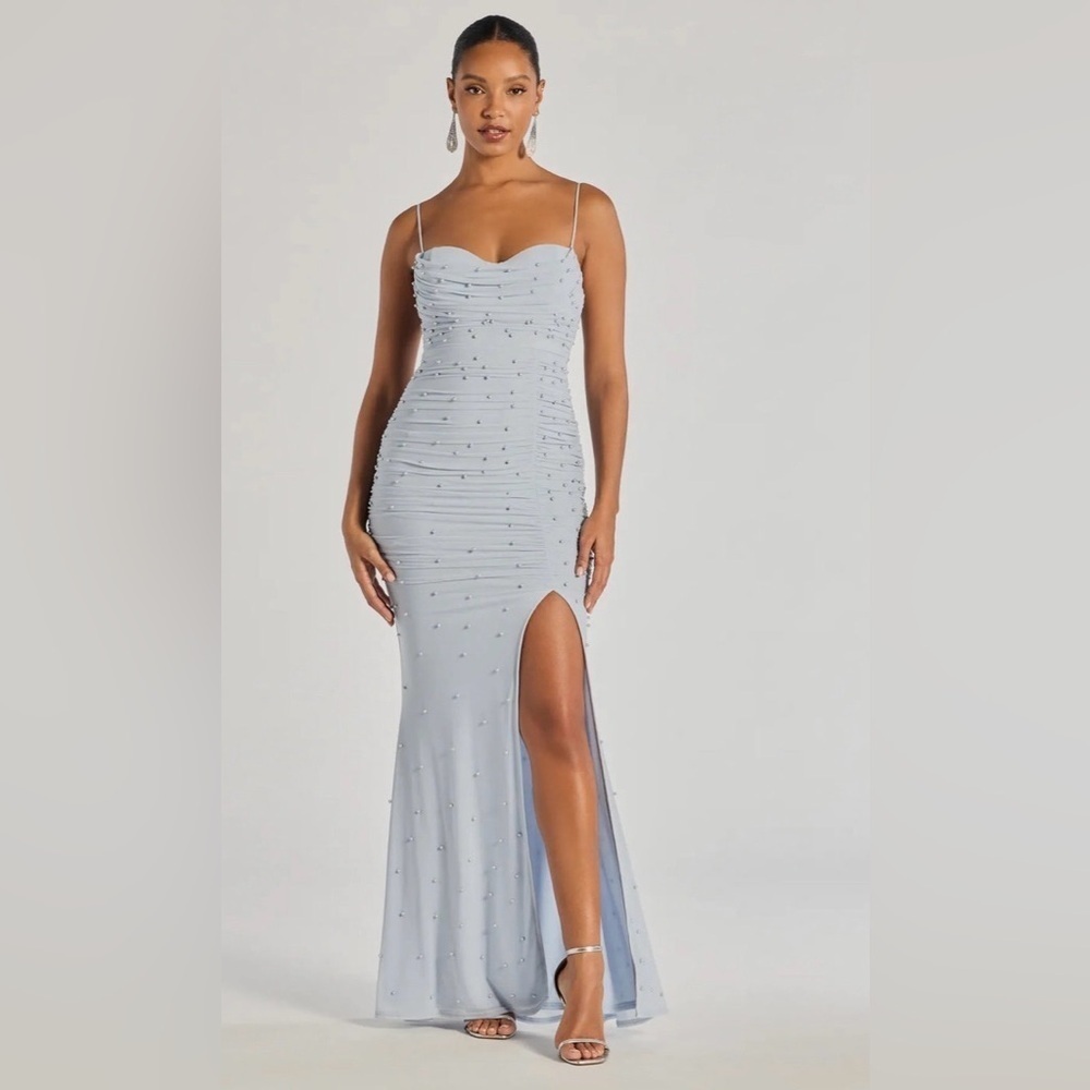 NWT Windsor Mellie Faux Pearl Mesh Mermaid Long Formal Dress size XS